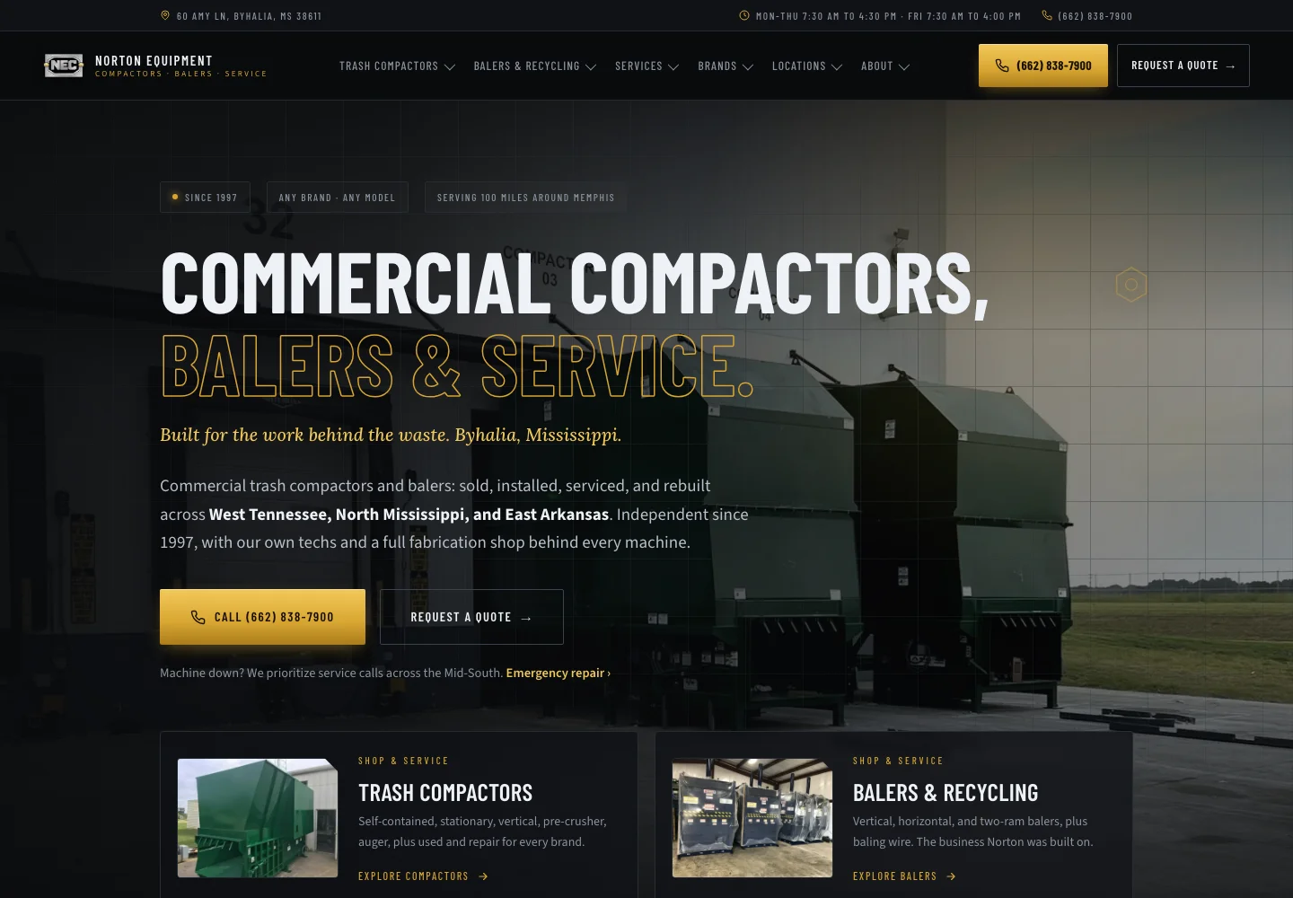 Norton Equipment Co website design