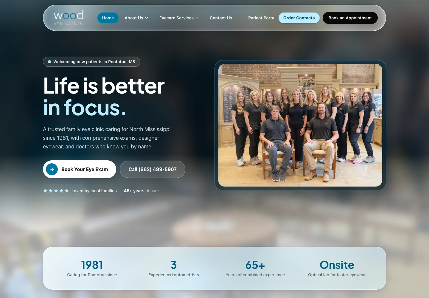 Wood Eye Clinic website design
